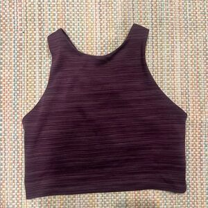 Athleta Dark Purple Striped Crop Top with Built-in Bra